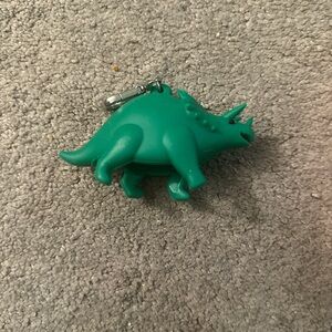 Playful Green Triceratops Keychain
